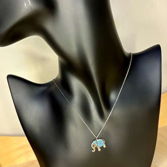 Isabella M Boston Sterling Silver and Turquoise Elephant Necklace - Picture 3 of 9